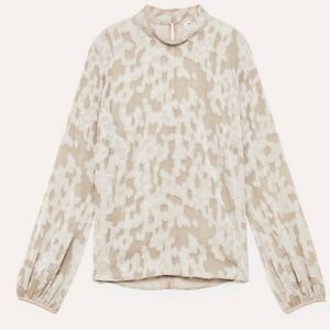 Aritzia Beige Sheer Burnout Blouse XXS